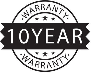 10-year warranty stamp on a white background