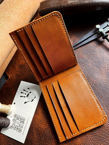 Cognac Classic Bifold Wallet in Italian Full-Grain Leather