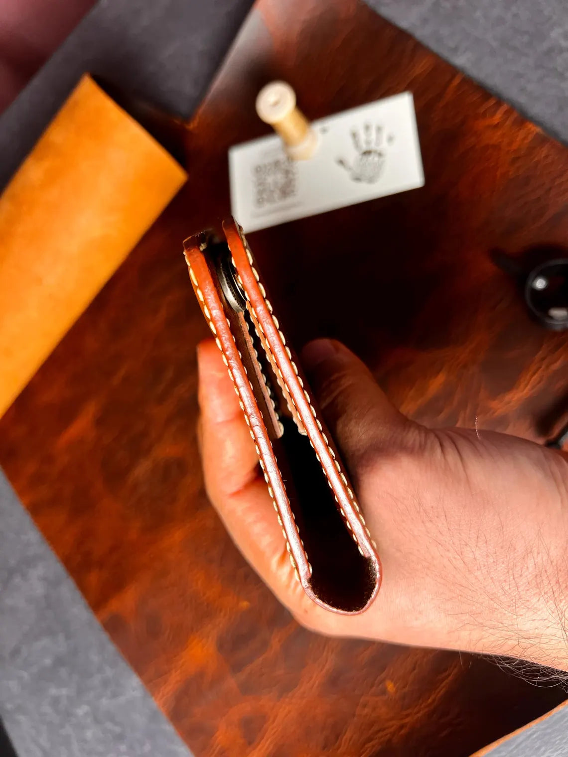 Slim Leather Passport Holder in Italian Full-Grain Leather