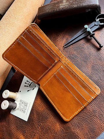 Money Clip Bifold Wallet in Italian Full-Grain Leather