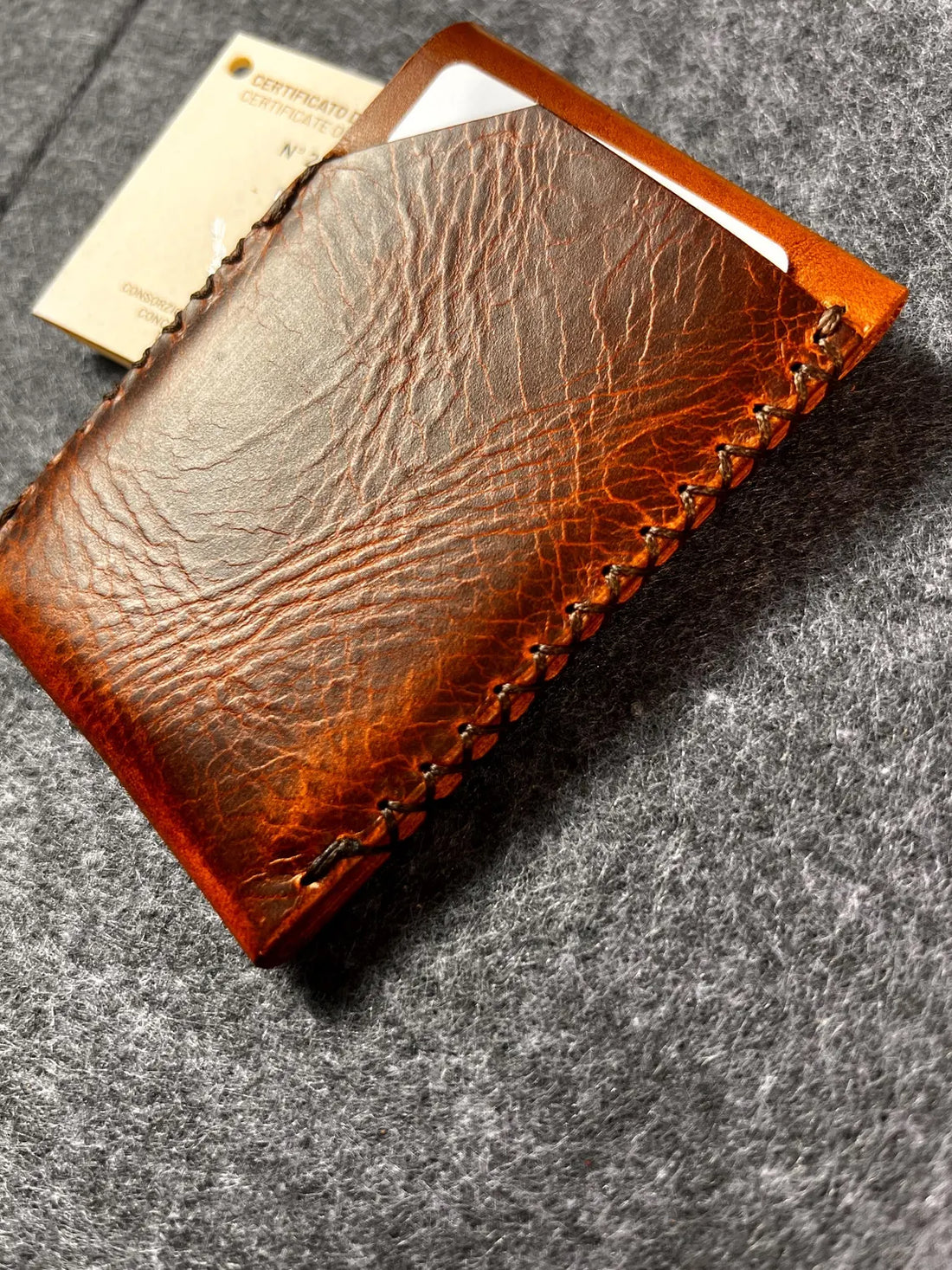 Wrap Card Holder in Italian Full-Grain Leather