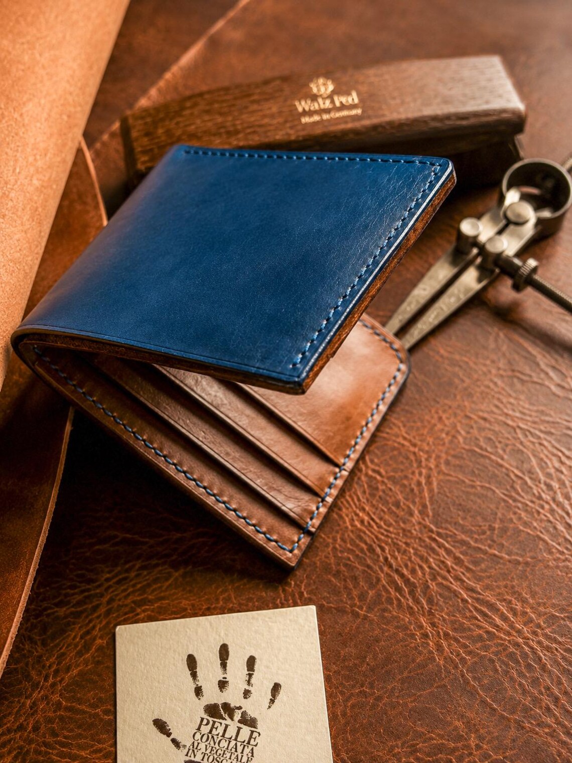 Cognac Classic Bifold Wallet in Italian Full-Grain Leather